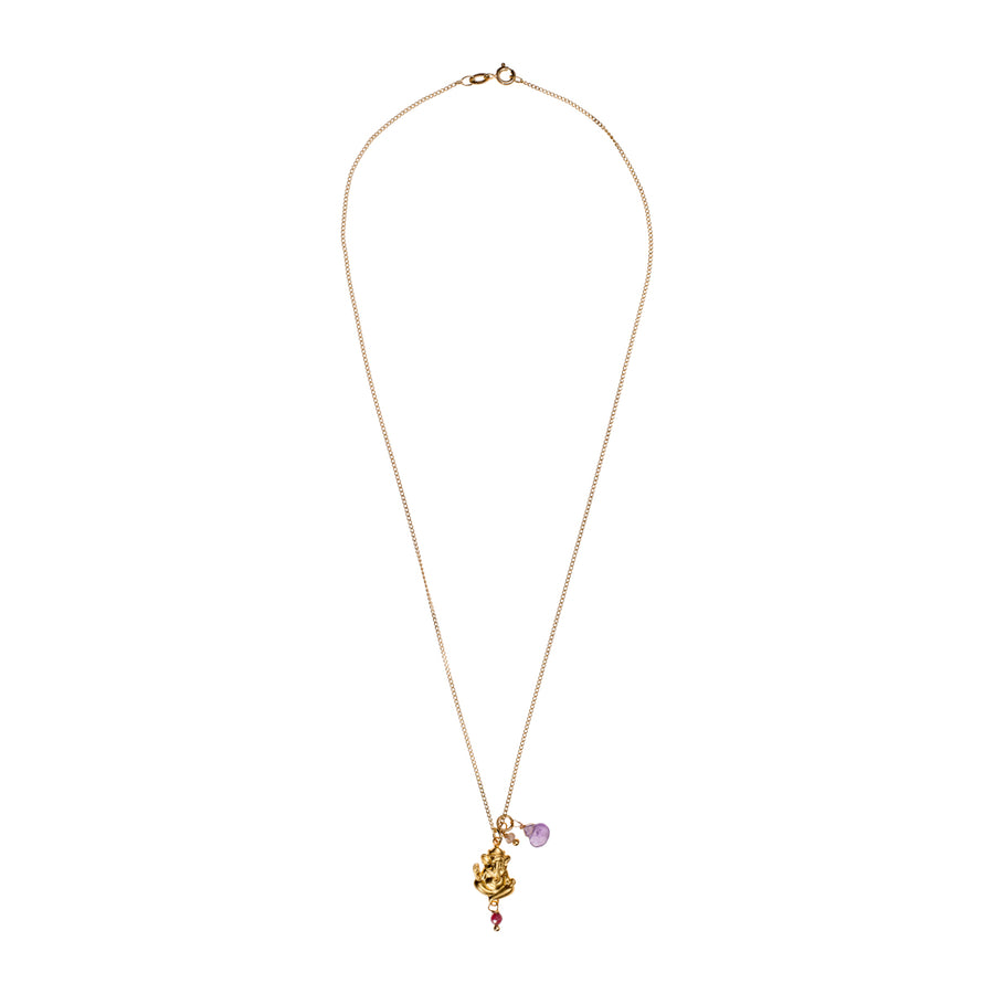 Love Chain Ganesha Matte Gold with Gemstones