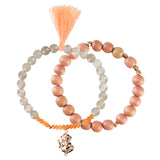 Hand mala set, Ganesha rose gold, agate