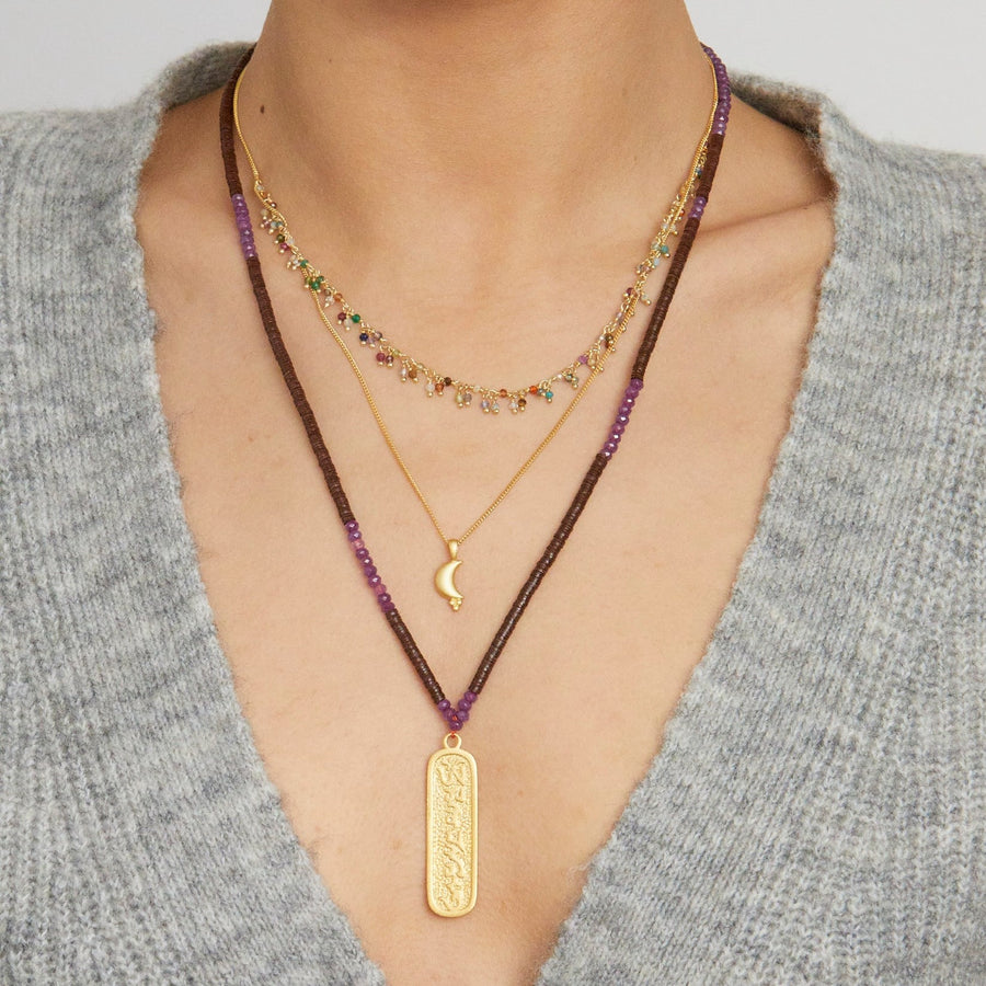 Karma Kette mit Mantra Anhänger Om Mani Padme Hum.