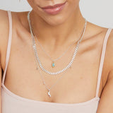 Kette mit Aquamarin Edelstein Anhänger in Sterlingsilber.