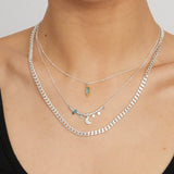 Detaillreiche Mond Kette aus 925 Silber. Längenverstellbar mit Halbmond Anhänger.