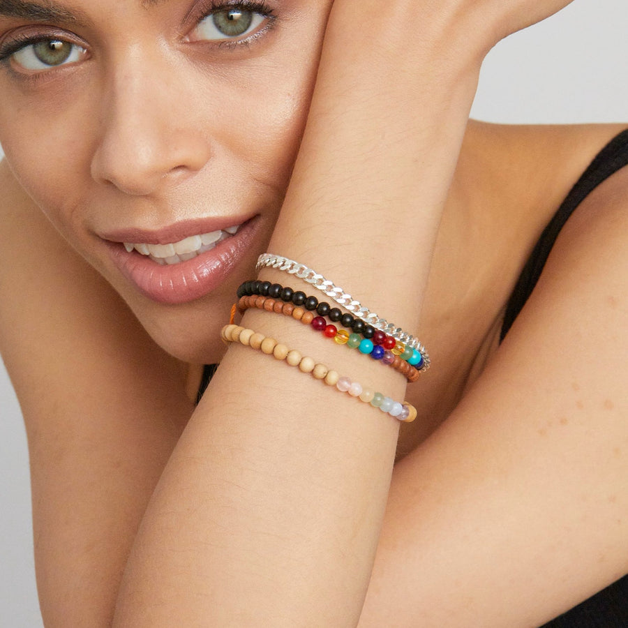 Chakra Makramee Armband, Sandelholz