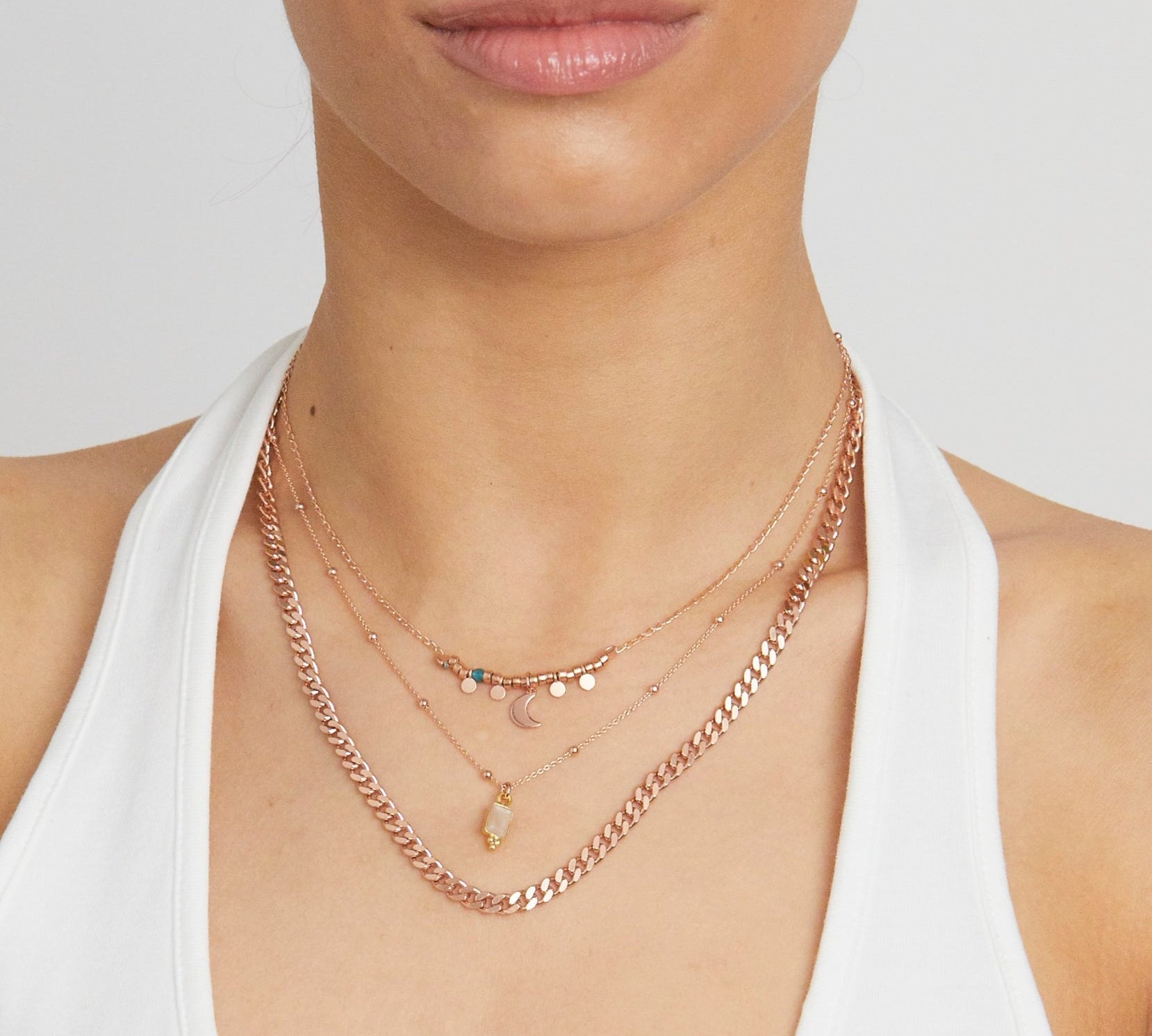 925 Silber vergoldete Rosenquarz Kette Love mit Rosenquarz Anhänger.