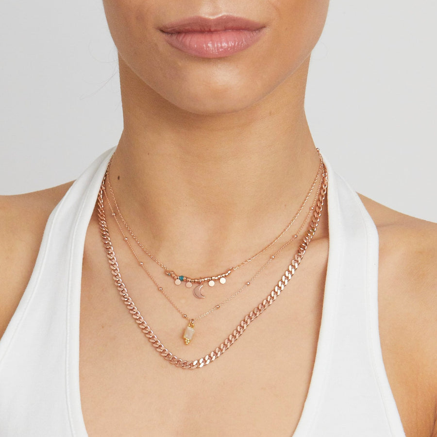 925 Silber vergoldete Rosenquarz Kette mit Rosenquarz Anhänger.