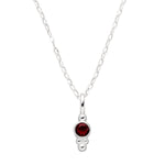 Geburtstein Kette Januar mit Granat Edelstein und 925er Silberkette.