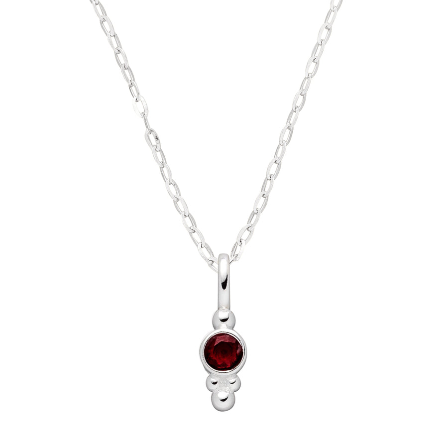 Geburtstein Kette Januar mit Granat Edelstein und 925er Silberkette.