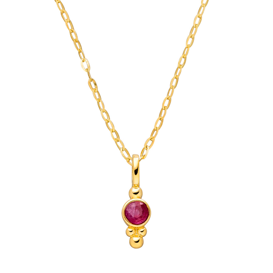 Collier met juli geboortesteen hanger: roze robijn