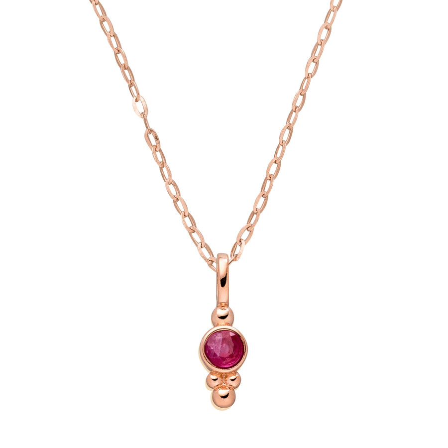 Collier met juli geboortesteen hanger: roze robijn
