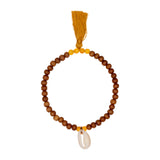 Shanti Bracelet Sandalwood Stretch, Cowrie &amp; Yellow Quartz 