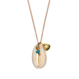 Shell necklace "Kauri Shell" gold turquoise