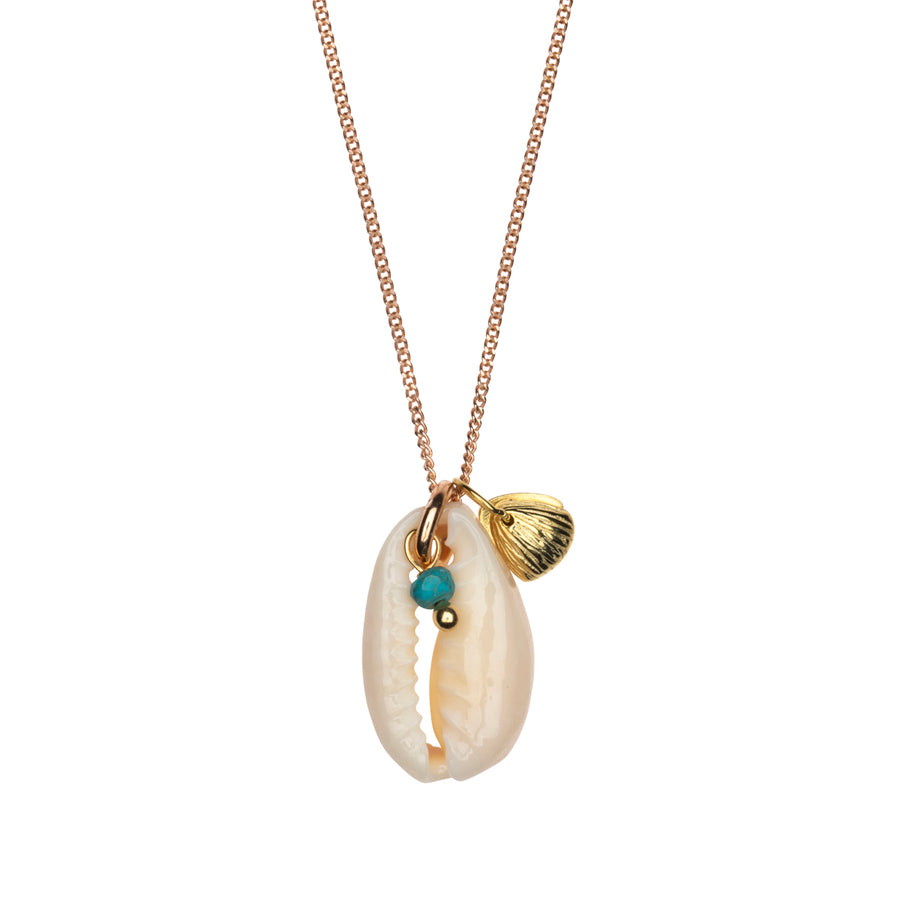 Love Chain Kauri Shell, Gold, Turquoise