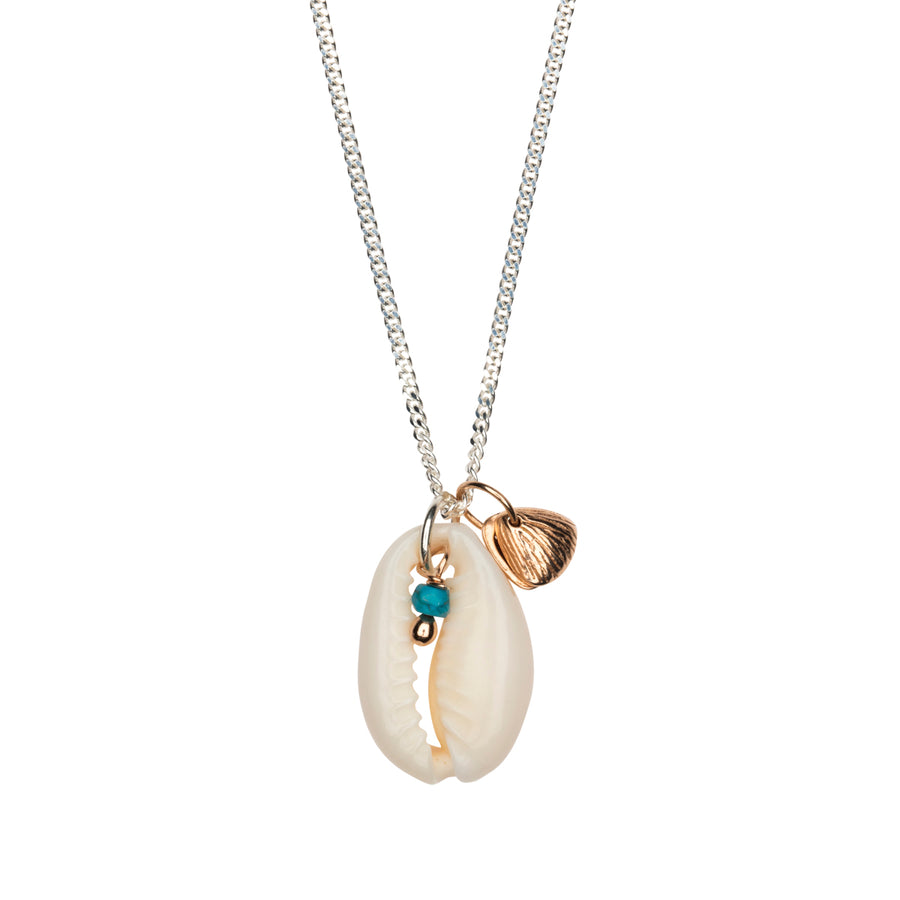 Love Chain Kauri Shell, Silber-Rosé-Mix, Türkis
