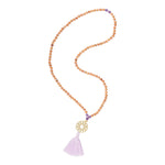 Mala Kette mit Kronenchakra Mandala  und Sandelholz-Perlen. 70 cm lang. Kurze Mala.