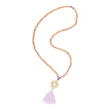 Mala Kette mit Kronenchakra Mandala  und Sandelholz-Perlen. 70 cm lang. Kurze Mala.
