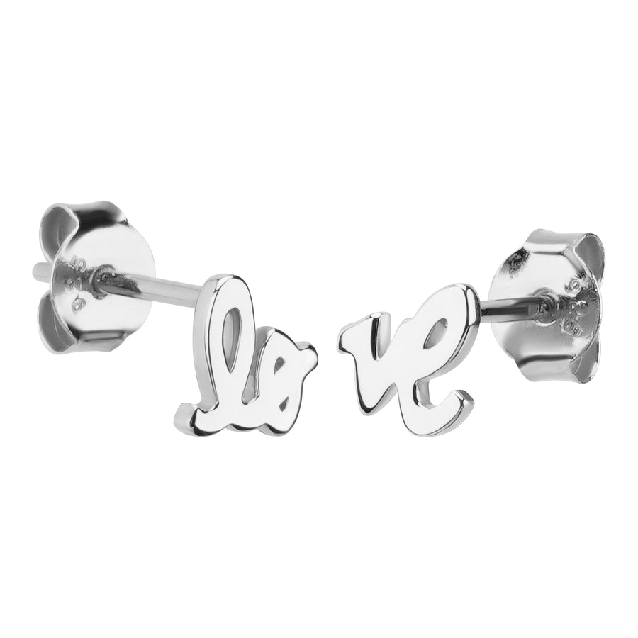 Love Ohrringe 925er Silber als Ohrstecker.