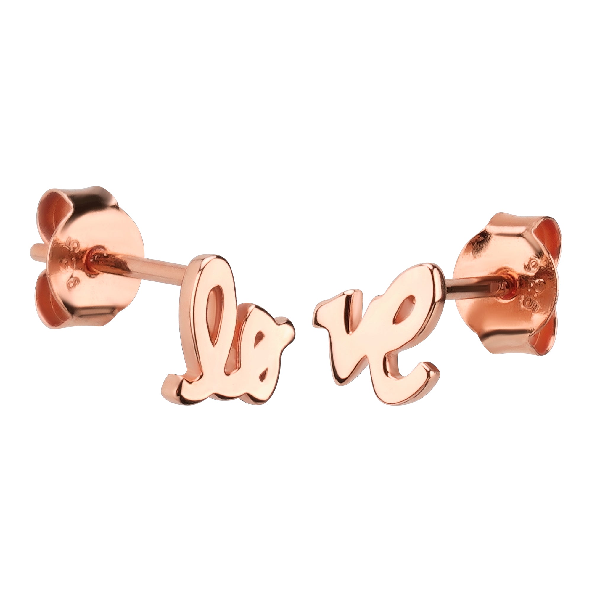 Love Ohrringe 925er Silber Rosévergoldet.