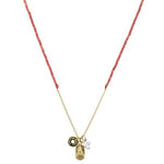 Kette mit Koralle und 925 Silber 18K vergoldeter Kette im Mix. Mit Buddha und OM Anhänger. 