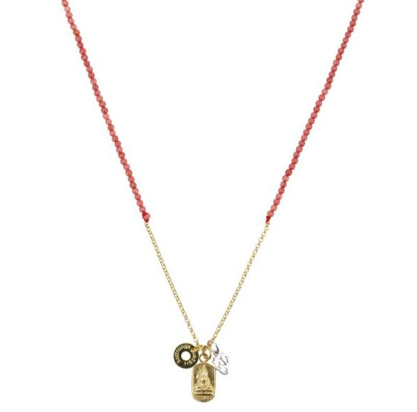 Collier "My Mantra" koraal, goud-zilver mix