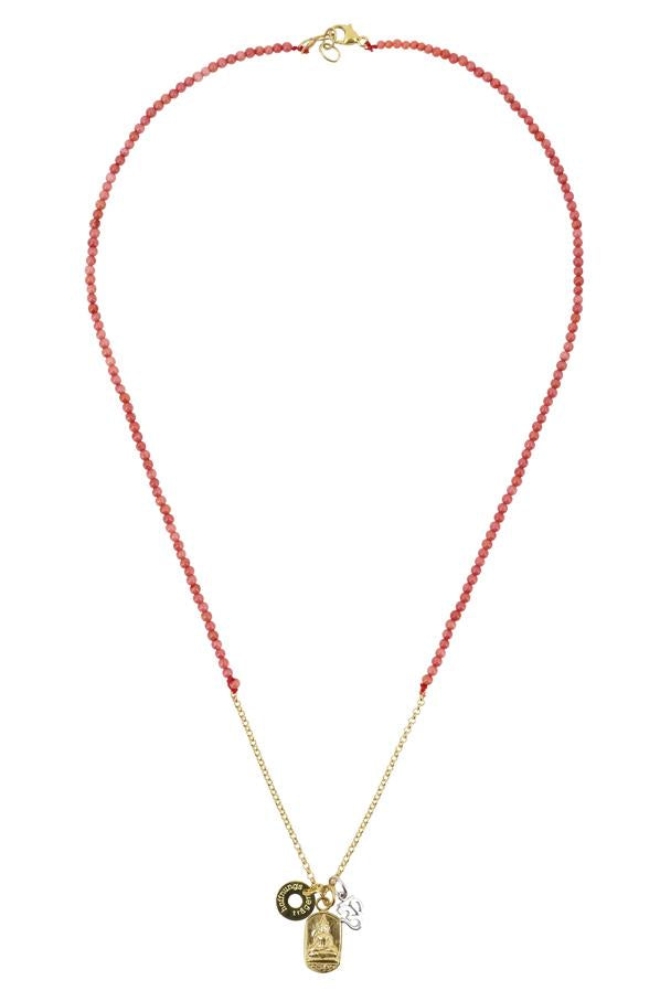 Necklace “My Mantra” coral, gold-silver mix 