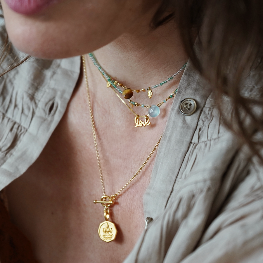 Liefdesketting "LOVE is luck", goud