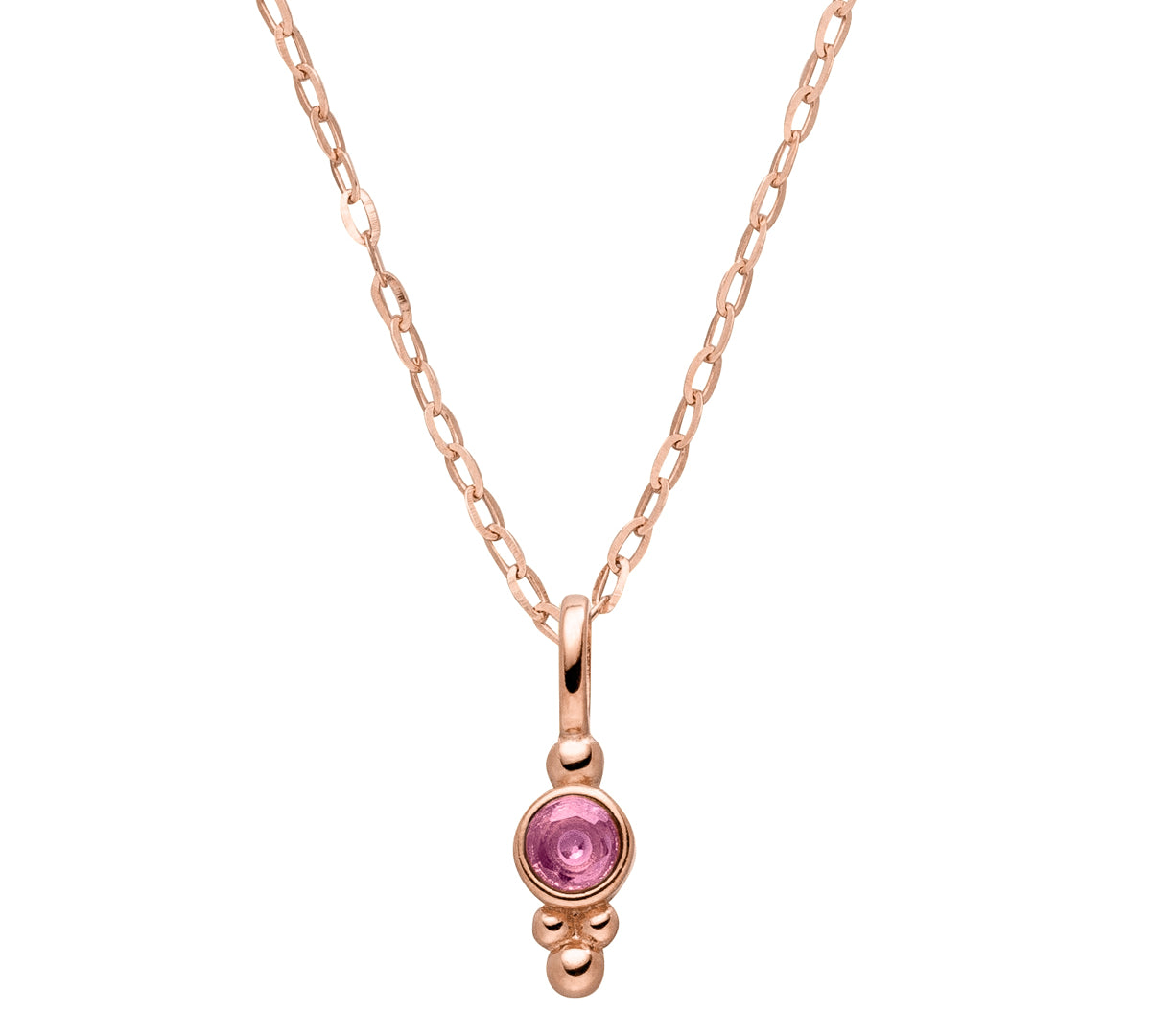 Geburtsstein Kette Oktober mit Turmalin Edelstein edel gefasst an rosévergoldeter Halskette.
