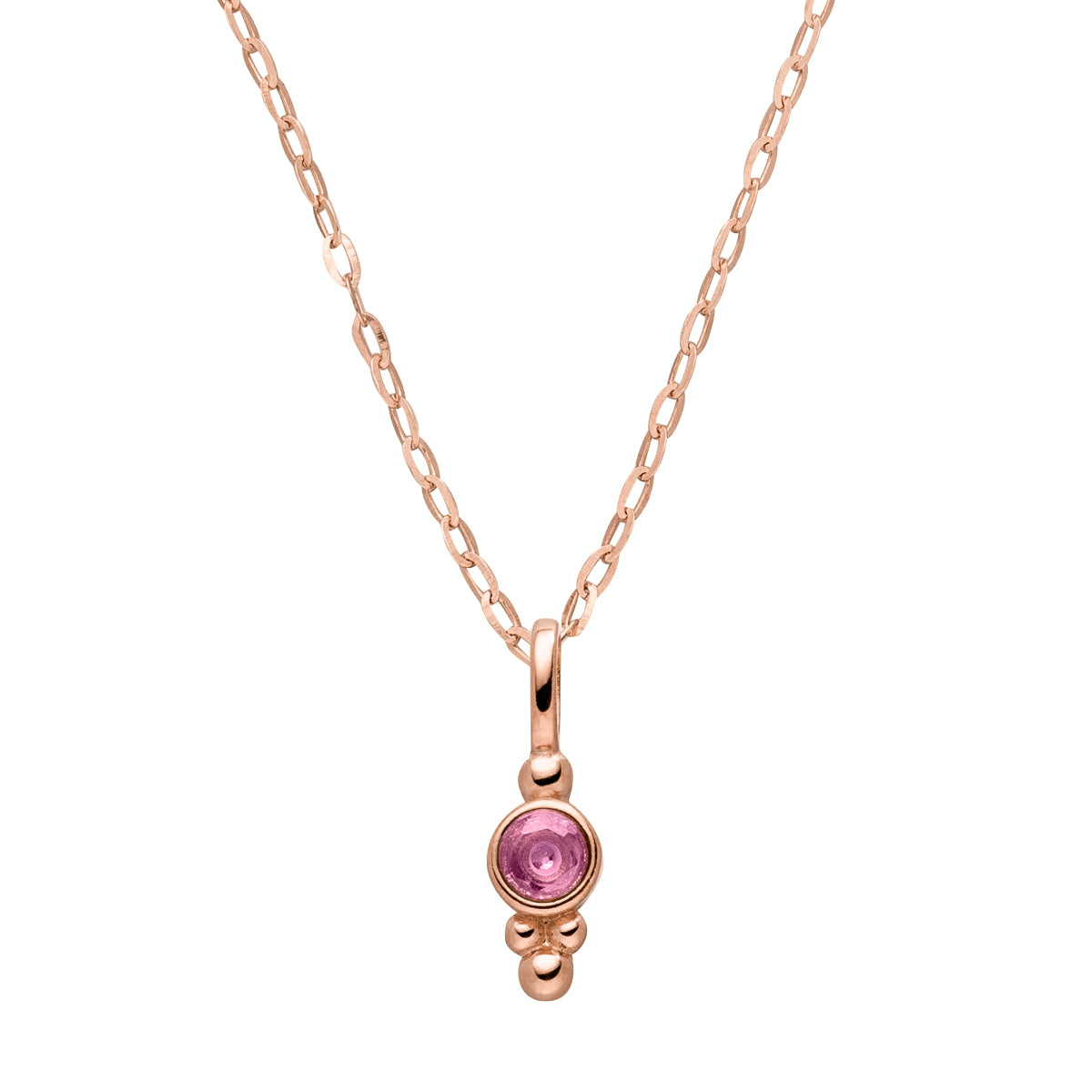 Geburtsstein Kette Oktober mit Turmalin Edelstein edel gefasst an rosévergoldeter Halskette.