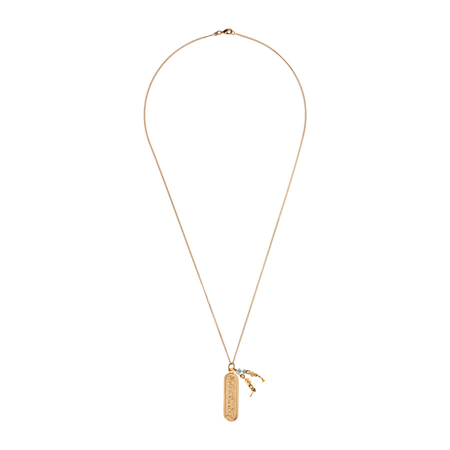 Love Chain OmManiPadmeHum, gold with citrines