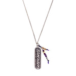 Mantra Kette Om Mani Padme Hum aus 925 Silber mit 50 cm oder 60 cm Kette. Citrine und Amethyste.