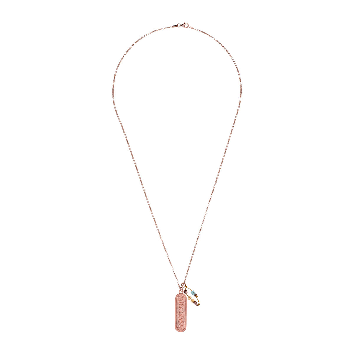 Mantra Kette rosévergoldet 925 Silber. Om Mani Padme Hum Mantra Gravur. 50/60 cm lang