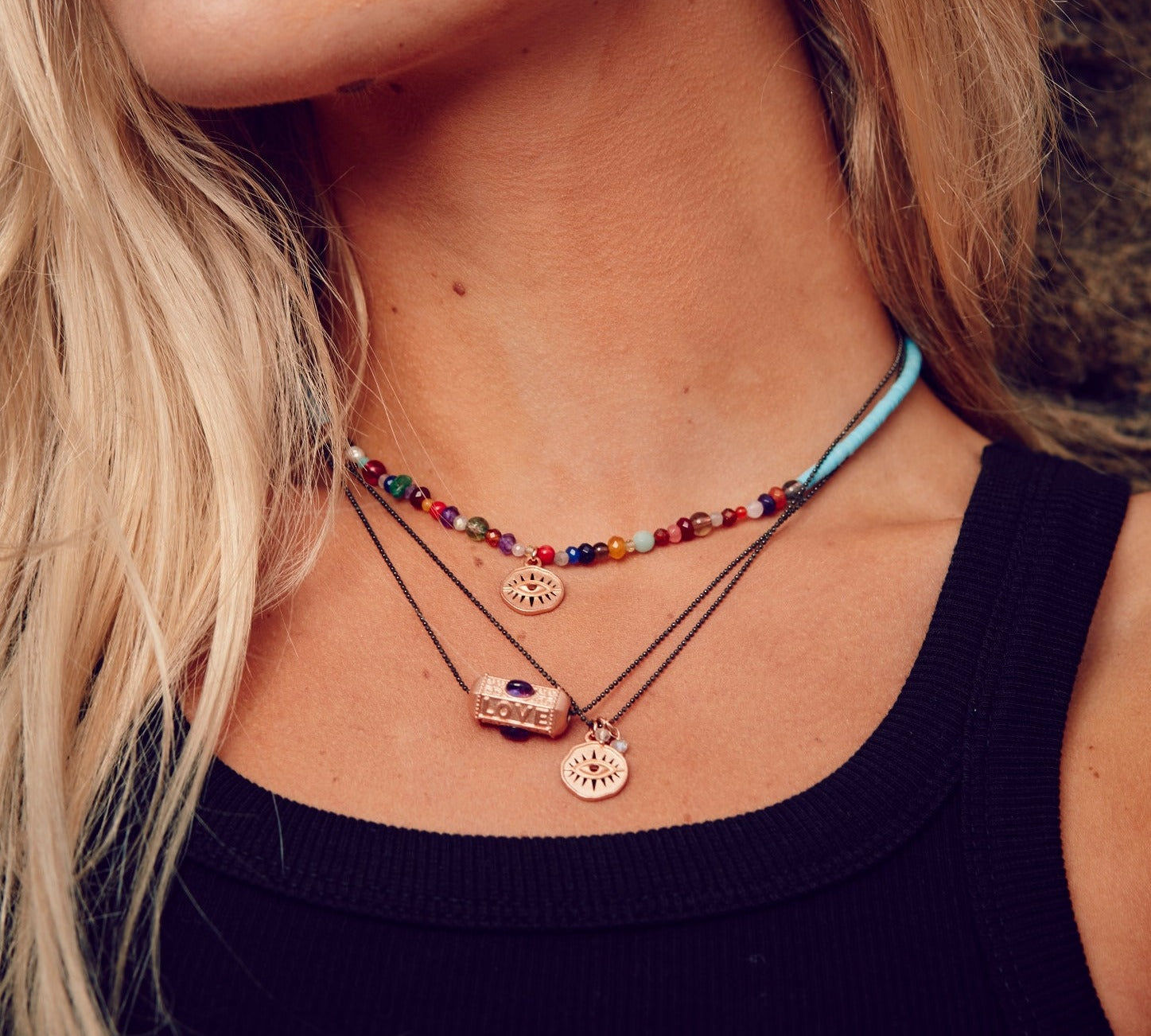 Amulett Kette Schutzkette Auge Kugelkette Yoga Kette