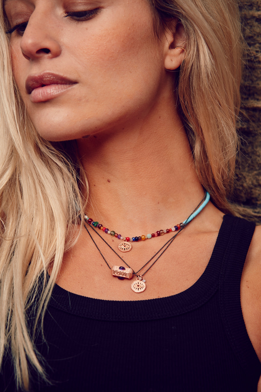 Give, Love & Hope BLACK CHAIN, rose gold