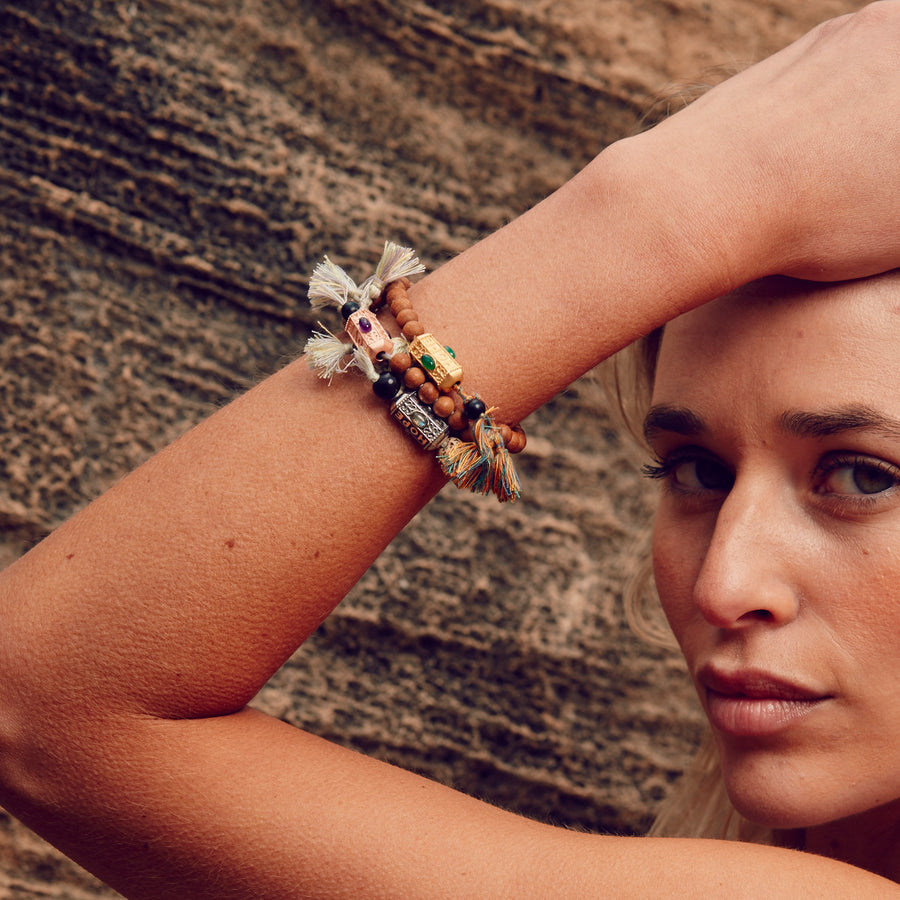 Give, Love & Hope hand mala, silver
