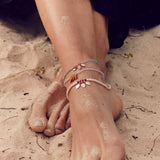 Fußkette Perlen mit echten Edelsteinen für Boho Beach Look.