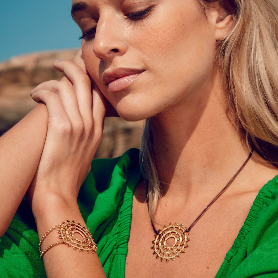 Wheel of Karma Choker, Gold