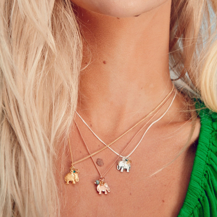 Love Chain Happy Elephant rose gold with citrines