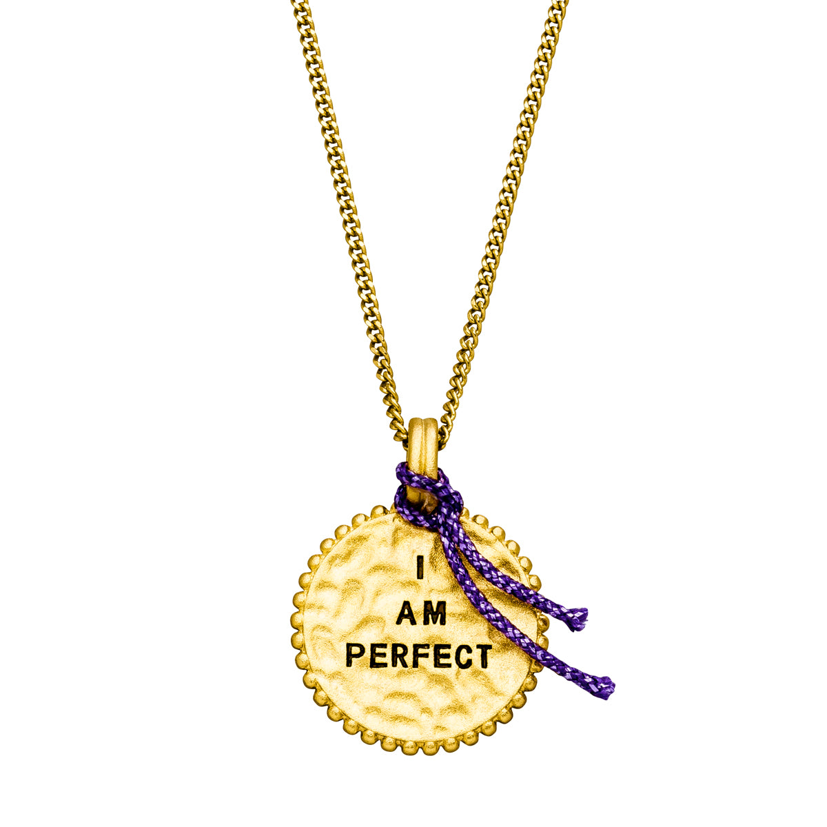 Amulett Kette 925 Silber vergoldet mit I am Perfect Gravur.