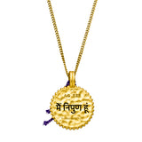 Goldene Amulett Kette mit Sanksrit I am Perfet Gravur aus 925 Silber vergoldet.