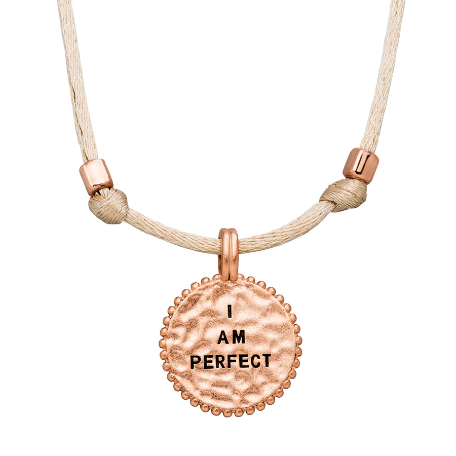 Verstelbare "I am perfect" ketting, creme