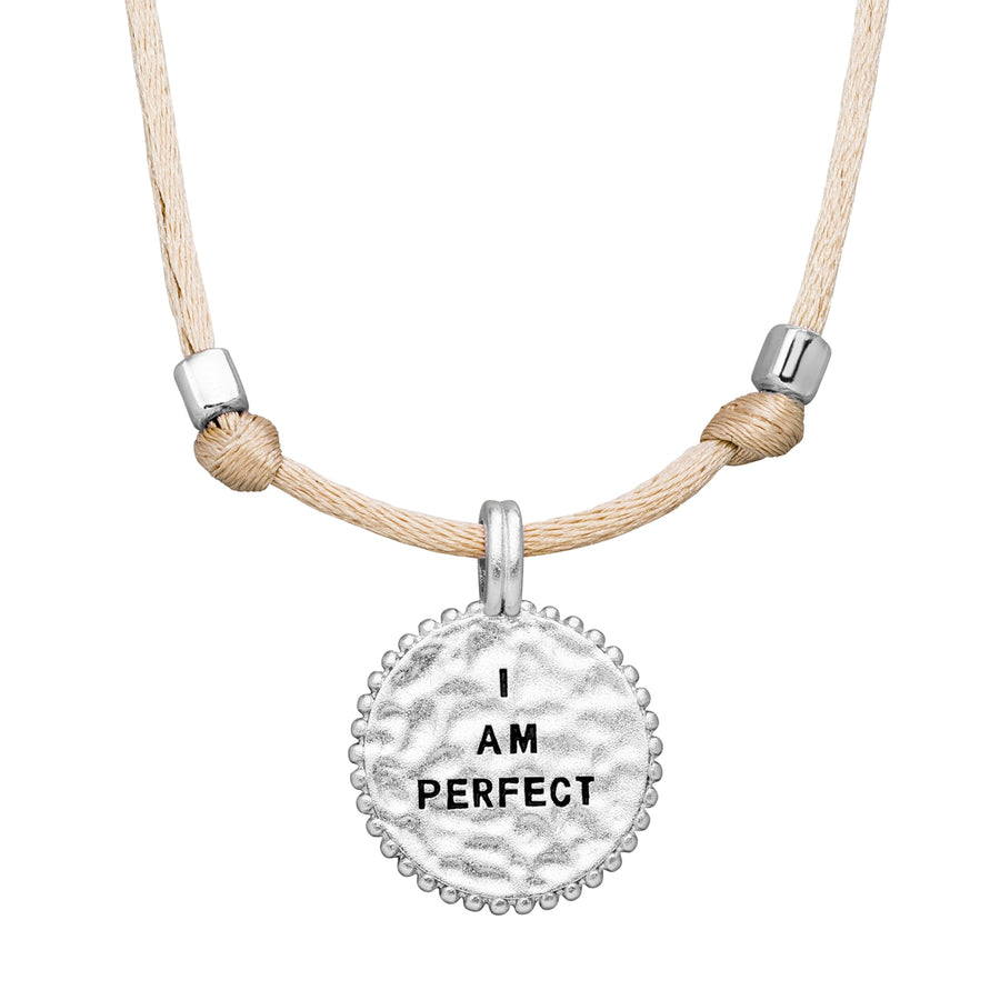 Verstelbare "I am perfect" ketting, creme