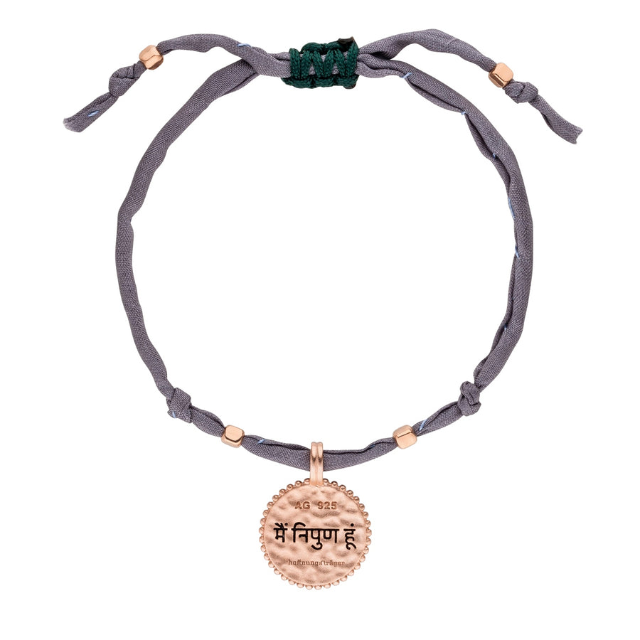 Zijden armband "I am perfect", grijs