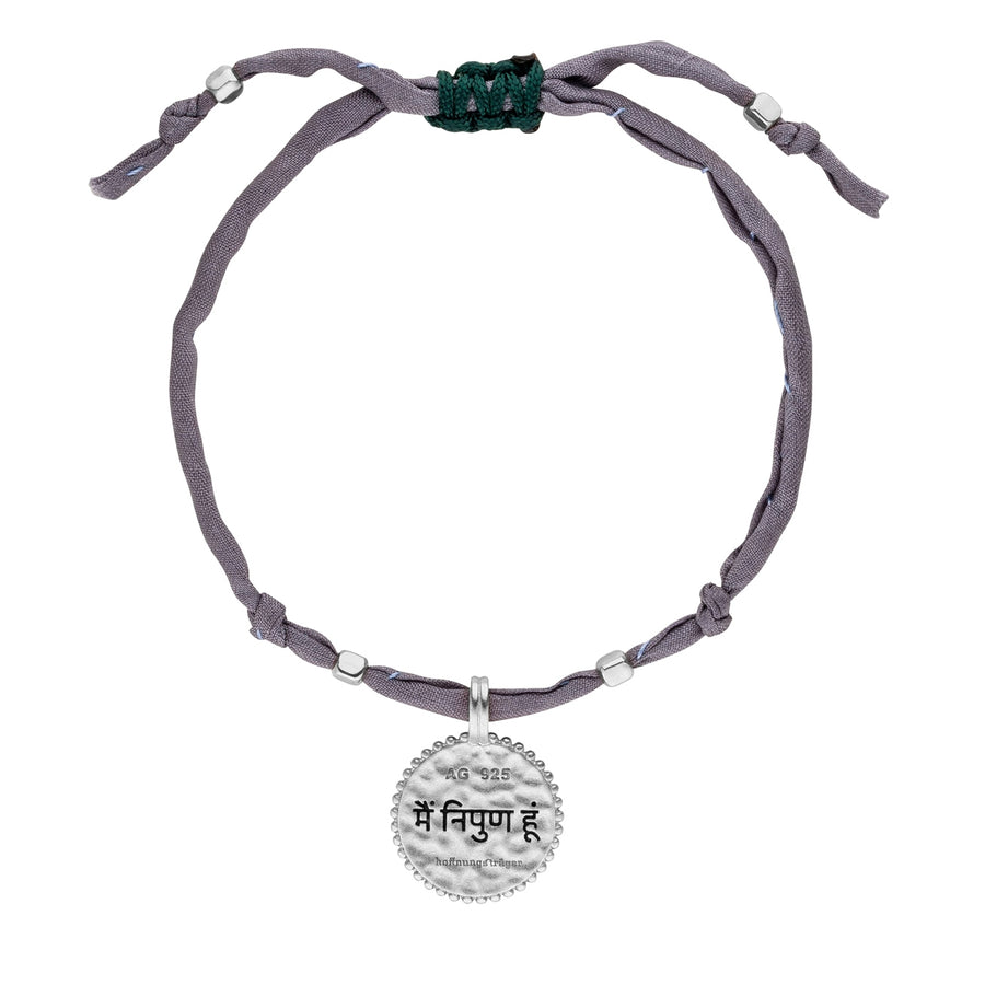 Zijden armband "I am perfect", grijs