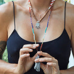 Lange Chakra Edelsteinkette mit Glücksbringer Münze von hoffnungsträger.