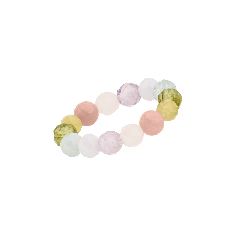 Chakra Schmuck Ring aus pastellfarbenen Edelsteinen.