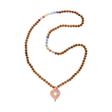 Mala Kette mit rosevergoldetem Herz und 7 Chakra Edelsteinen. 