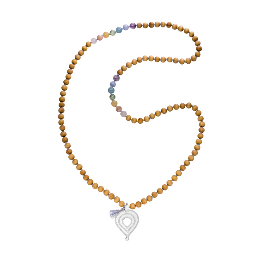 Open your heart mala, silver