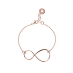 Infinity Armband mit Verlängerungskette aus 925 Silber Rosévergoldet.