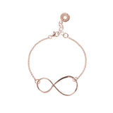 Infinity Armband mit Verlängerungskette aus 925 Silber Rosévergoldet.