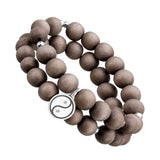 Wickelarmband Holzperlen "Yin Yang" Silber