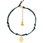 Hamsa Armband in Gold und Grün. 925 Silber vergoldete Hamsa Hand. Manifestationsarmband. Größenverstellbar.