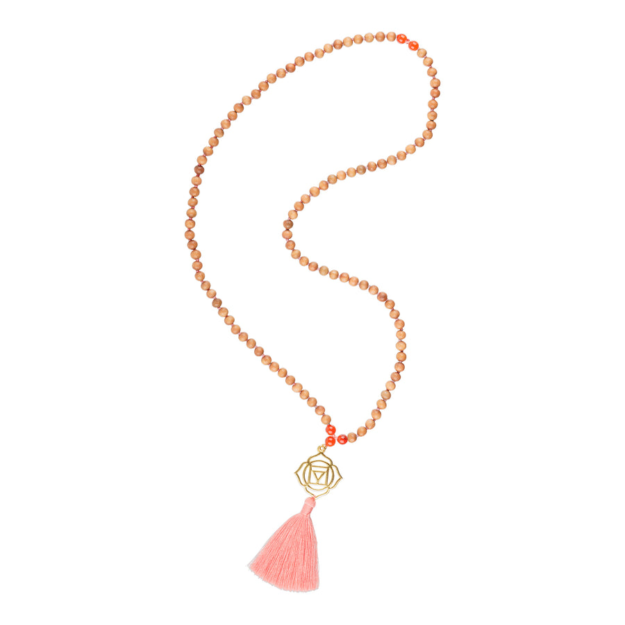 Root chakra mala "I am grounded" with brass